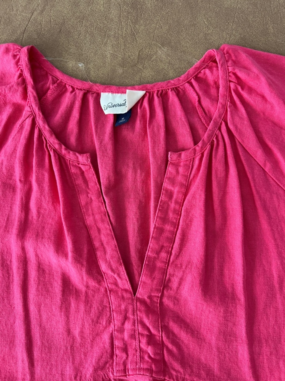 Universal Thread Hot Pink V-Neck Tie-Detail Cotton Dress - Picture 3 of 12